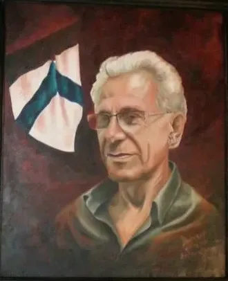 Portrait of an older man in glasses, oil on canvas by Dr. Sam Kreit